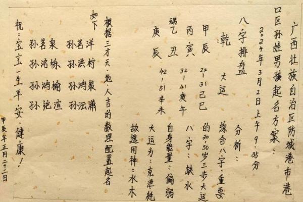 免费生辰八字起名解析，助你为宝宝选一个吉利名字