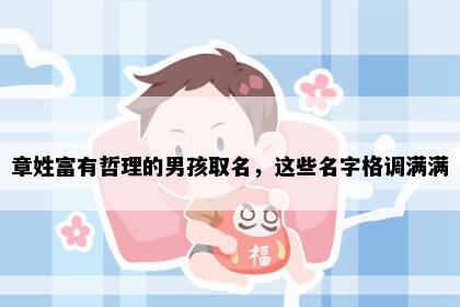 章姓富有哲理的男孩取名，这些名字格调满满