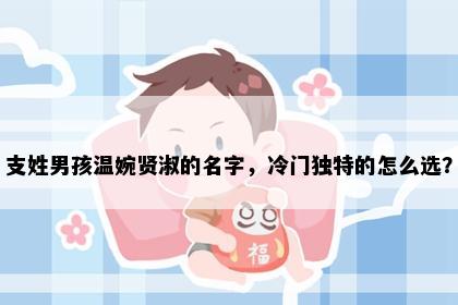 支姓男孩温婉贤淑的名字，冷门独特的怎么选？